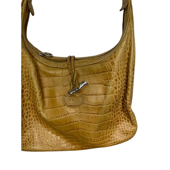 Longchamp Tan Crocodile-Embossed Hobo Bag - Picture 4 of 12